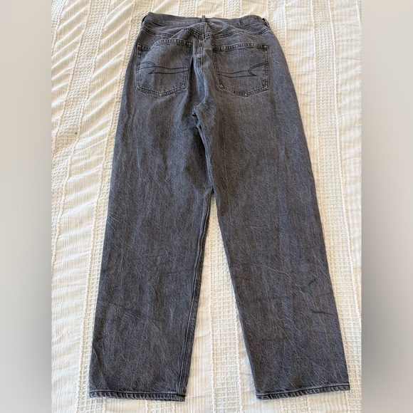 American Eagle Womens Wide Leg Baggy Jeans Size 8 Short Stone Wash Black - Picture 6 of 6
